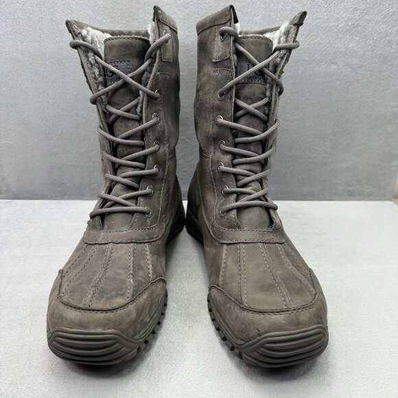 UGG Adirondack II Womens Size 10 Snow Boots Luxe Quilt Grey Leather Waterproof - Picture 2 of 8